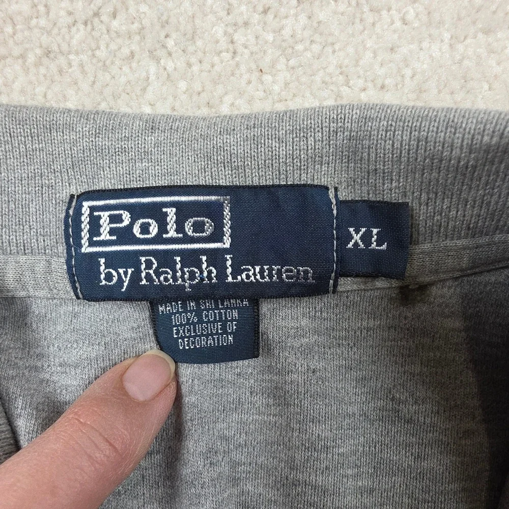 Polo Ralph Lauren Polo Shirt Mens XL Grey Long Sleeve Cotton Jersey Pony Logo